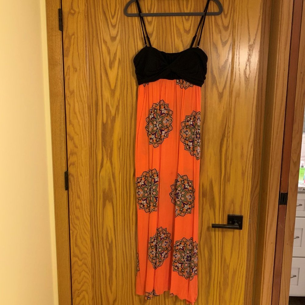Anthropologie Lilka coral maxi dress